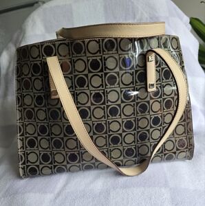 Salvatore Ferragamo Designer Beige and Brown Tote Bag With Suede Pouch Bag